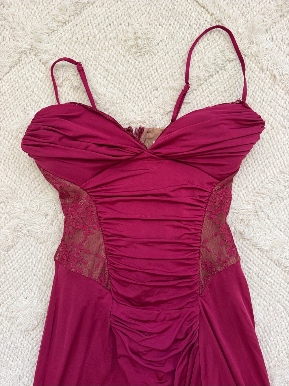 House Of CB Sabrine Wine Lace Trim Maxi Dress + Corset - Picture 6 of 11